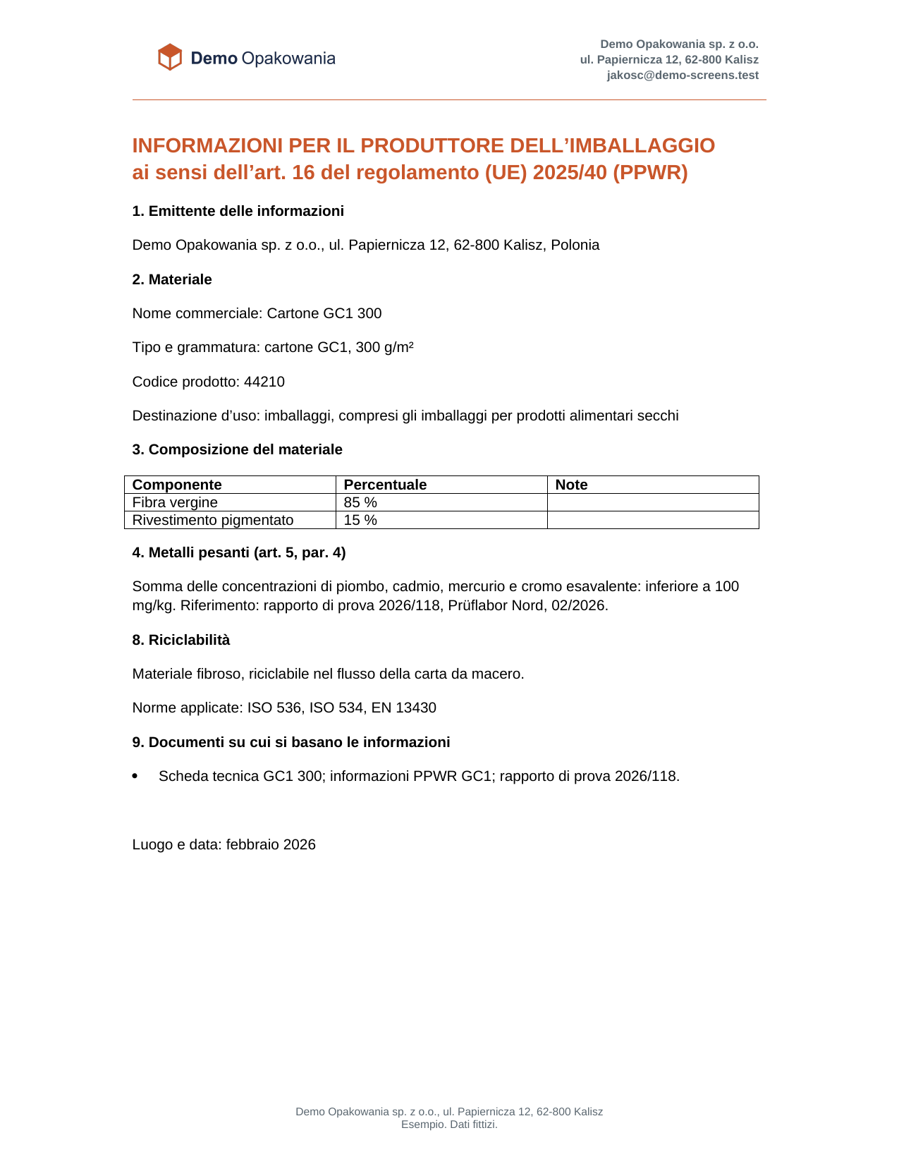 El mismo documento en italiano