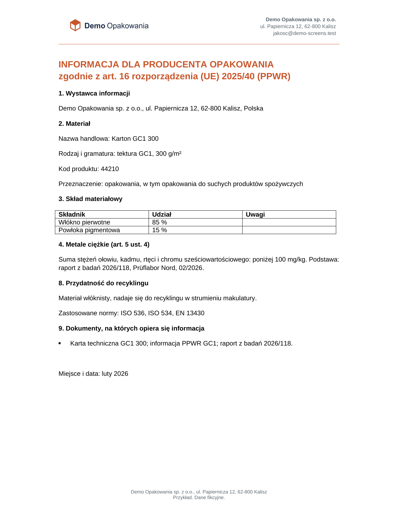 La información PPWR en polaco